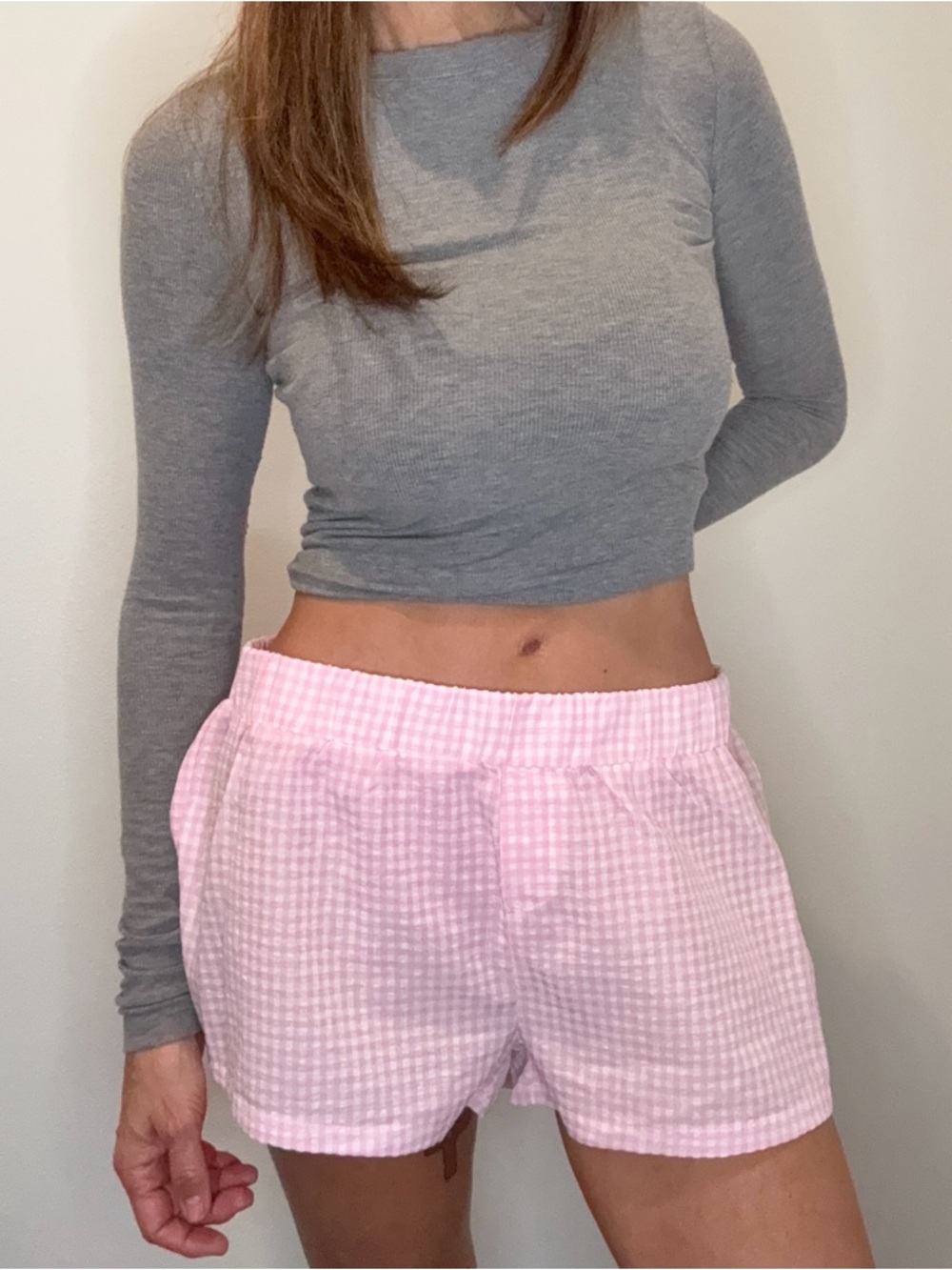 Edikted Pink Gingham Sleep Shorts
